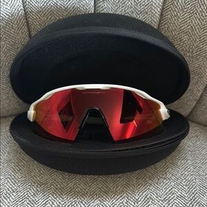 Oakley Red and White Sports Sunglasses